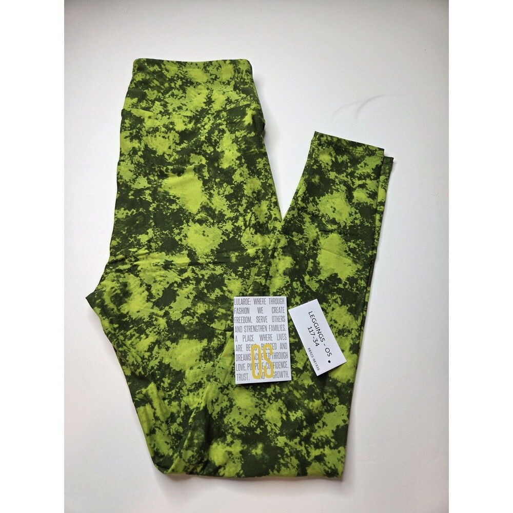LuLaRoe OS One Size 2-10 Leggings GREEN TIE DYE‎ Buttery Soft